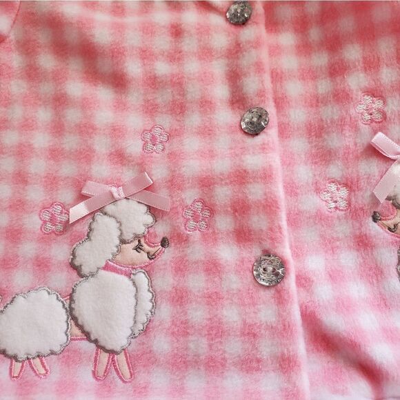 Young Heart Pink and White Checkered Fleece Puppy Jacket Sz 18M - Picture 6 of 9